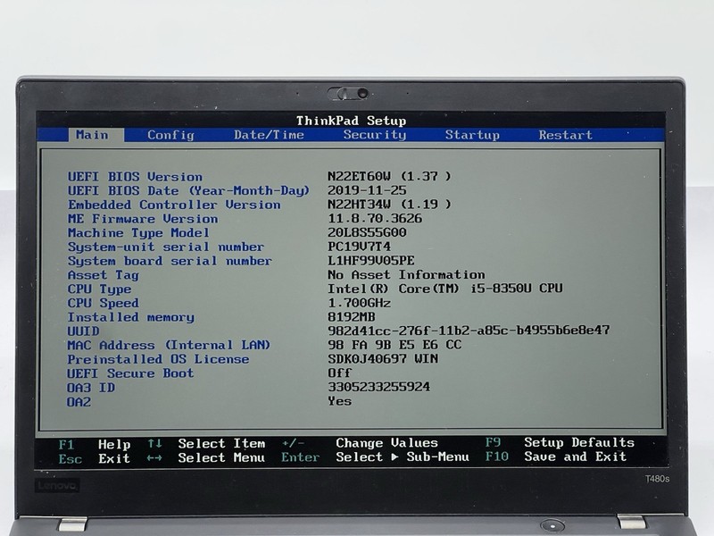 Lenovo ThinkPad T480s, i5-8350U CPU, @ 1.70GHz, 8GB RAM-No HDD/OS/Charger gallery