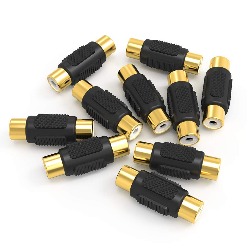 10x RCA Female to Female Coupler Gold Audio Video AV Cable Adapter Extender F/F
