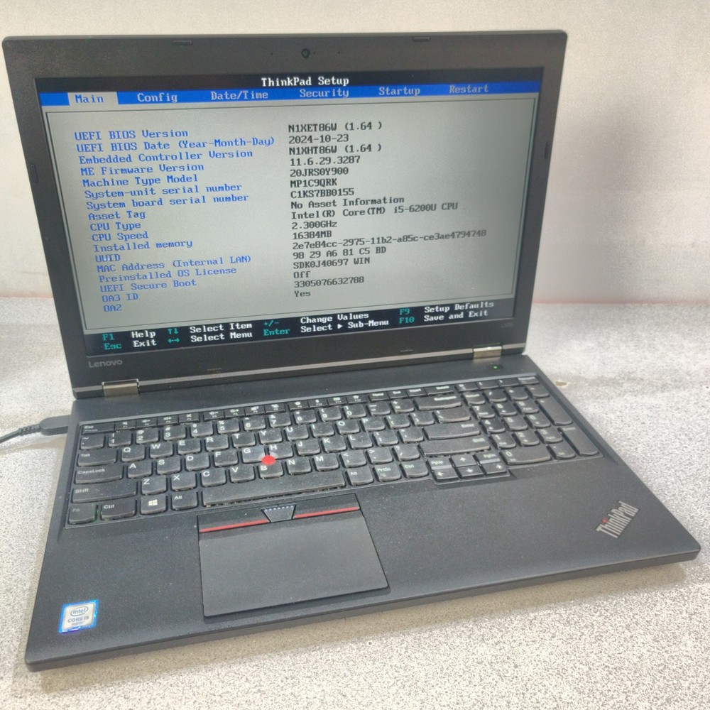 Lenovo Thinkpad L570 Intel Core i5-6200U, RAM 16GB, NO SSD/OS/AC ADAPTER Used