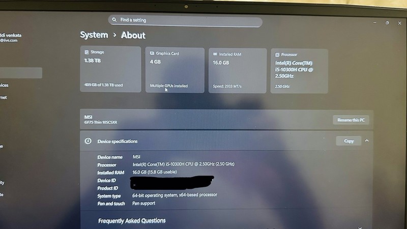 MSI GF75 17.3 inch 144hz, Core i5 10th Gen, 16GB, 1.5TB, GTX1650Ti Gaming Laptop gallery