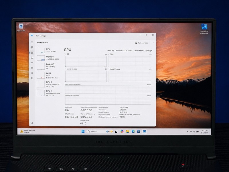 ASUS ROG Zephyrus G15 15.6” Ryzen 7 3750H GTX 1660 Ti Max-Q 16GB 477GB SSD Win11 gallery