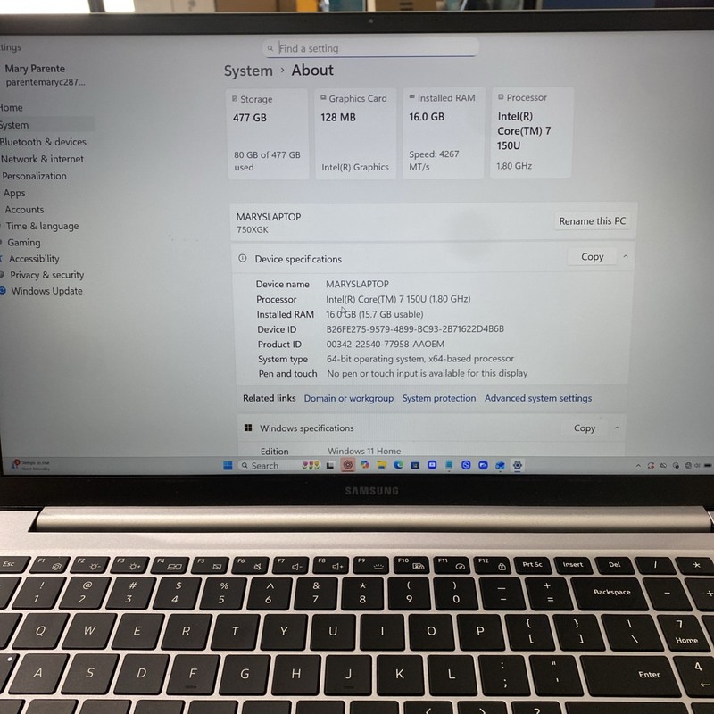 Samsung Galaxy Book 4| 15.6 Silver FHD Intel Core 7 150U| 16GB RAM|512GB SSD gallery