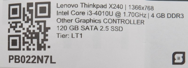Lenovo ThinkPad X240 i3-4010U @ 1.7 4GB DDR3 120GB 2.5" SATA SSD No OS gallery