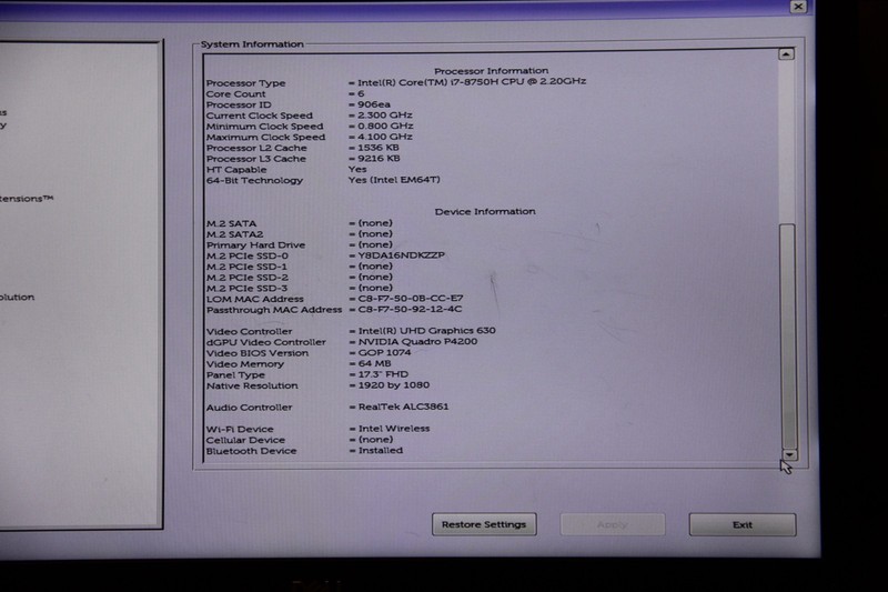 Dell Precision 7730 Laptop i7-8750H 256GB M.2 SSD 16GB RAM Quadro P4200 WIN 11 gallery