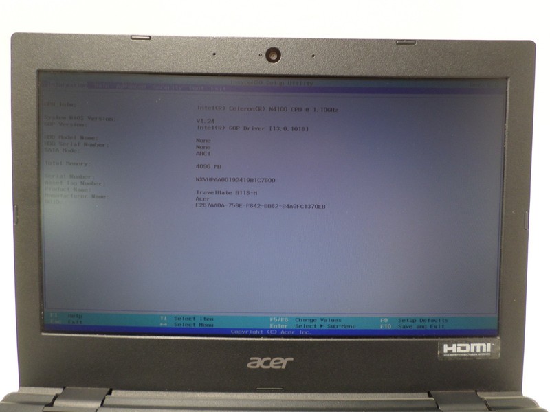 Acer TravelMate B118-M , N4000 4GB Ram No SSD No Charger gallery