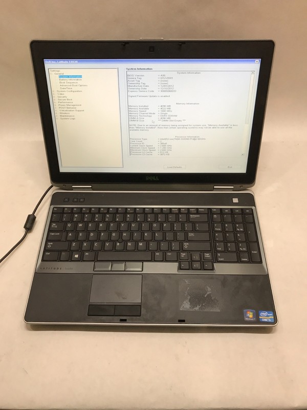 Dell Latitude E6530 15" Intel Core i5 4GB RAM NO HDD/OS Boots to BIOS READ! - DW gallery
