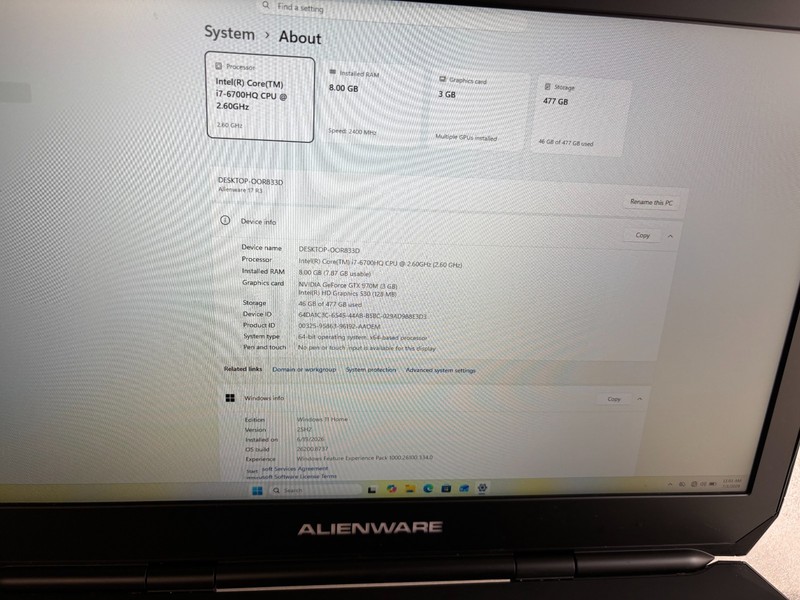 ALIENWARE 17 R3 GAMING i7-6700HQ 2.6GHZ RAM 8GB SSD 512GB NVIDIA GTX 970M gallery
