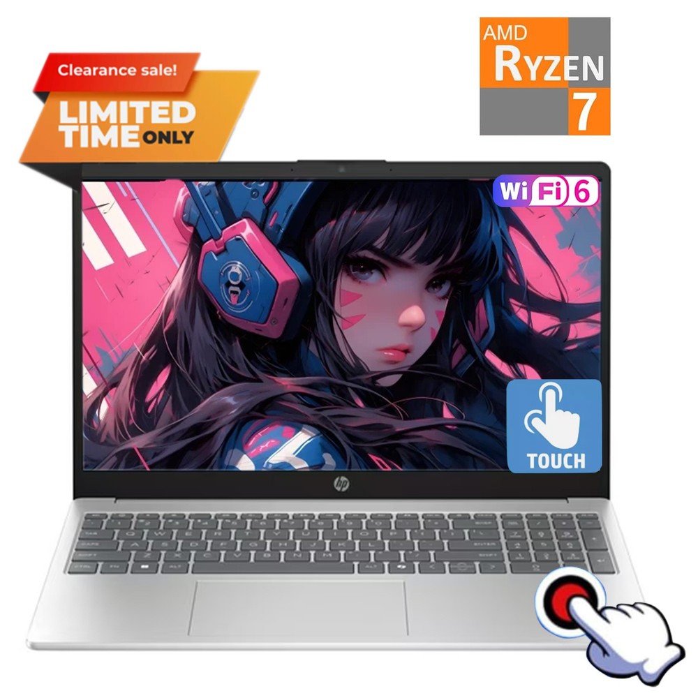 2025 HP 15 15.6"IPS touch laptop ,AMD Ryzen 7 7730U 16GB RAM 1TSSD Silver