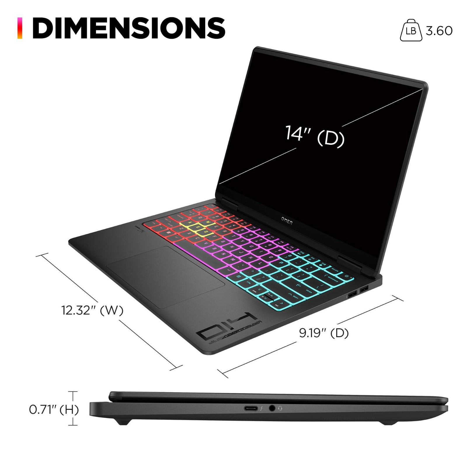 HP OMEN Transcend 14" 3K OLED Intel Ultra 7 NVIDIA RTX 4060 16GB RAM 1TB SSD W11 gallery