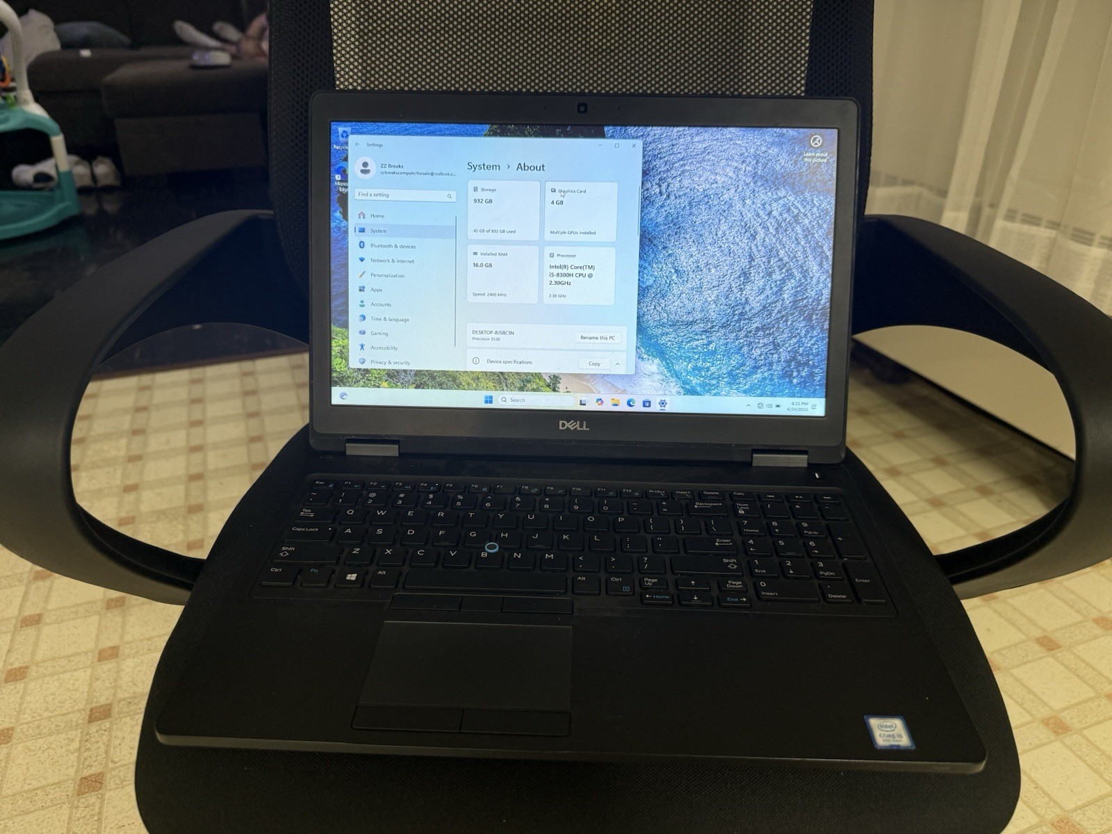 Dell Precision 3530 Laptop - 2.3 GHz i5-8300H 16GB Ram 1TB SSD Webcam P600 4GB" gallery