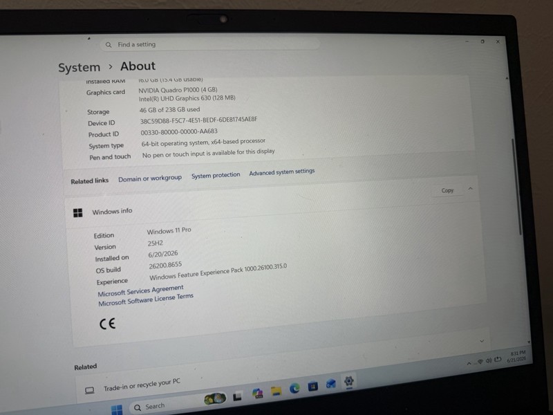 Lenovo ThinkPad P1 Gen1 15.6" Intel i7-8750H 2.2GHz No Ram/HDD w/ Power Supply gallery