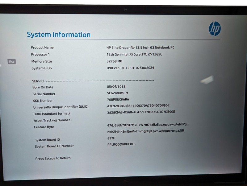 HP Elite Dragonfly G3 13.5" i7-1265U 32GB RAM 512GB SSD - Grade C Low Battery gallery