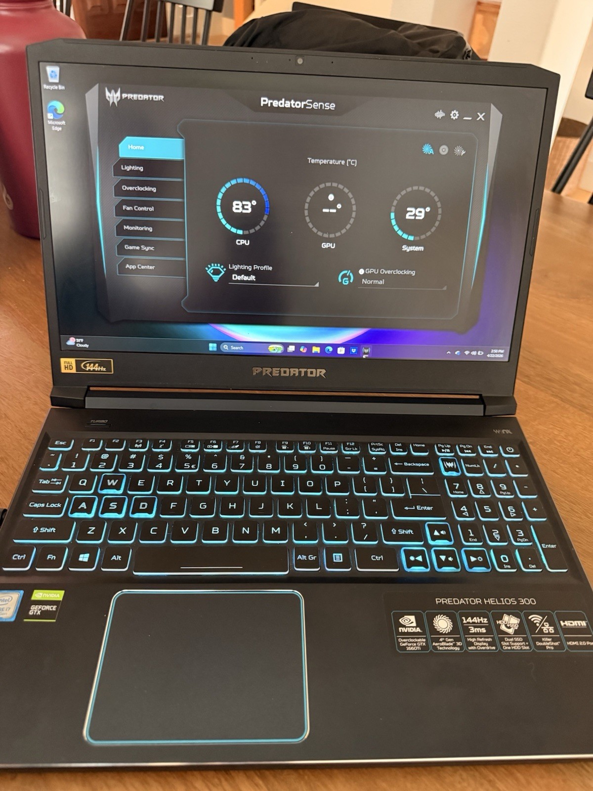 Acer Predator Helios 300 Gaming Laptop i7 GTX SSD Windows 11 Black/Blue gallery