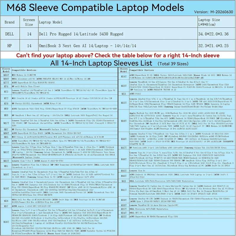M68 Hard Protective 14 inch Laptop Sleeve Case for HP OmniBook 3 Next Gen AI 14 gallery