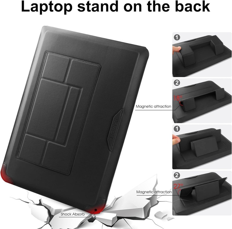 14 Inch Laptop Sleeve Case Leather Bag with Stand Compatible with Mac Pro 14 202 gallery