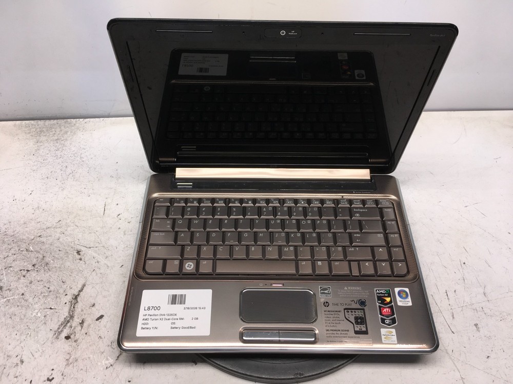 HP Pavilion DV4-1225DX AMD Turion X2 Dual-Core RM-72 2100MHz 2 GB NO HDD