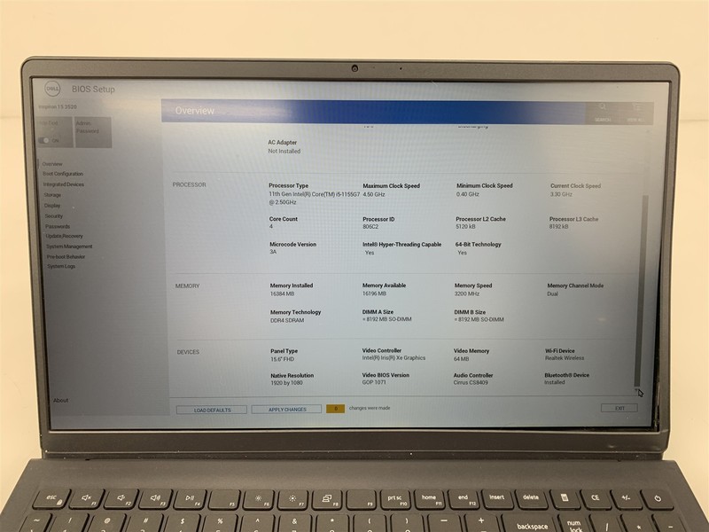 Dell Inspiron 15 3520 Intel i5-1155G7 4.50GHz 16GB RAM No HDD/SSD 15.6" - PARTS gallery