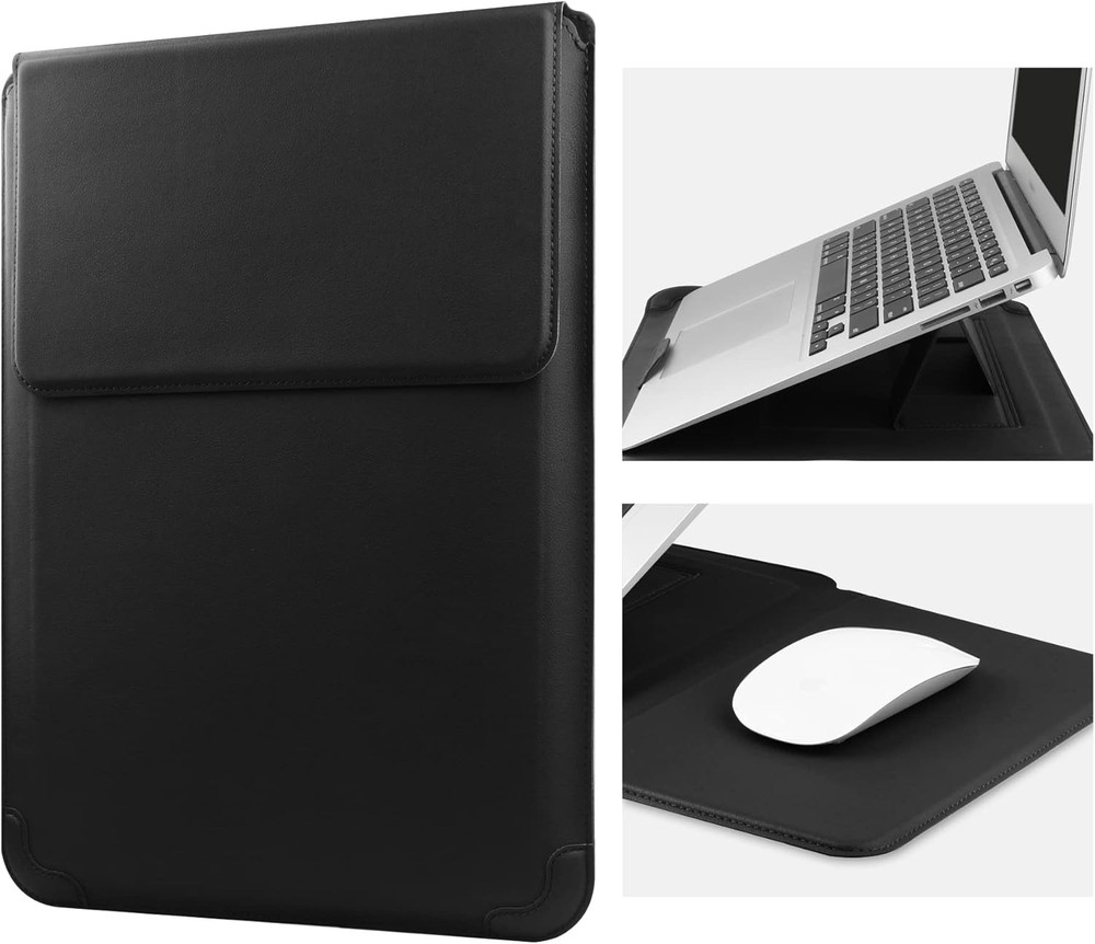 14 Inch Laptop Sleeve Case Leather Bag with Stand Compatible with Mac Pro 14 202