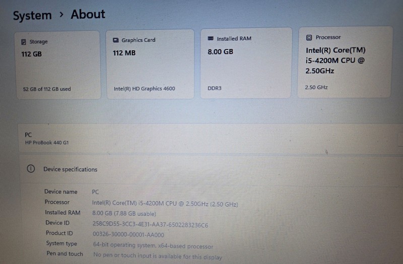 HP ProBook 440 G1 ~ i5-4200M 8GB RAM 110GB SSD Windows 11 gallery