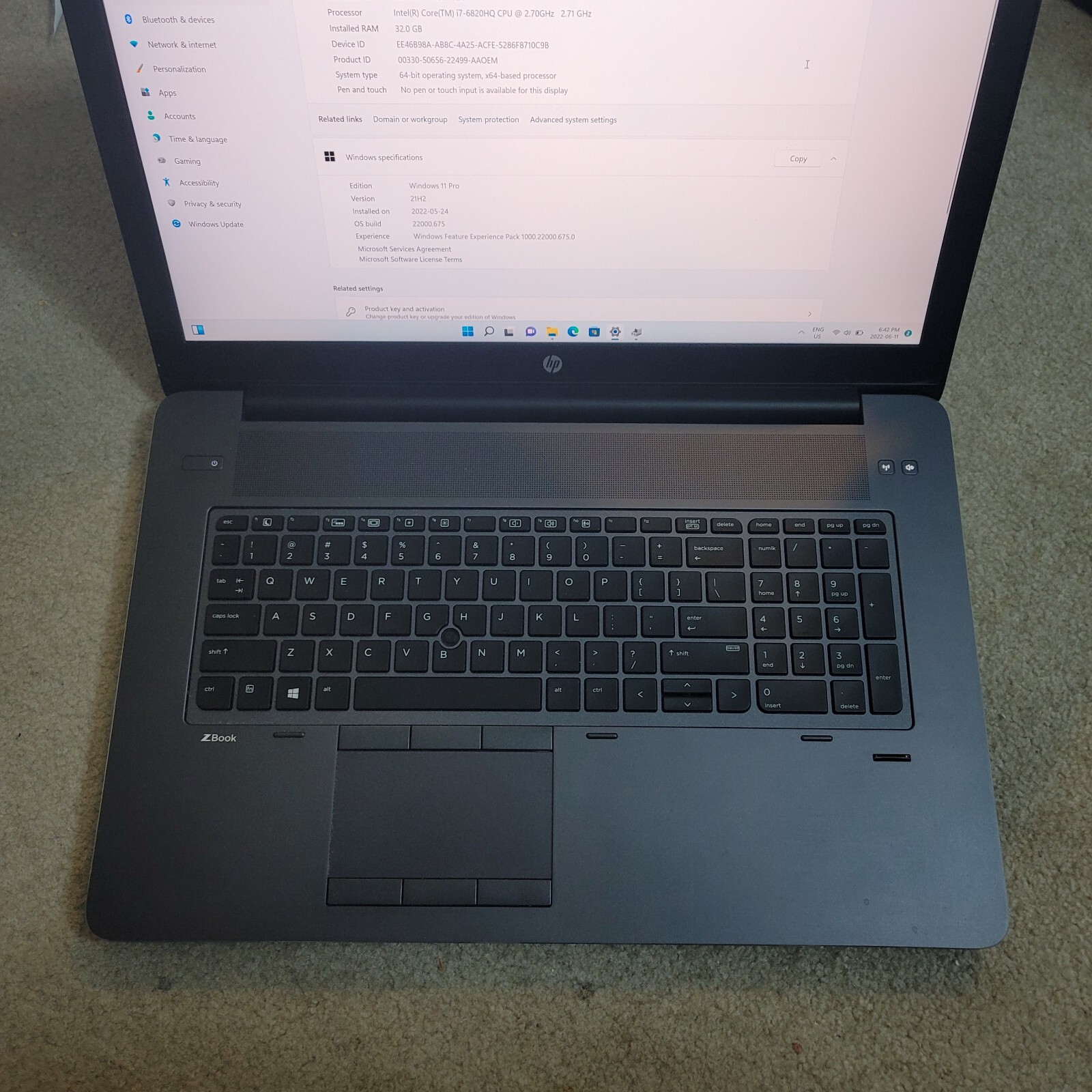 HP ZBook 17 G3 17.3" i7-6820HQ 32GB 512GB HD Win11 PRO NVIDIA Quadro M400M gallery