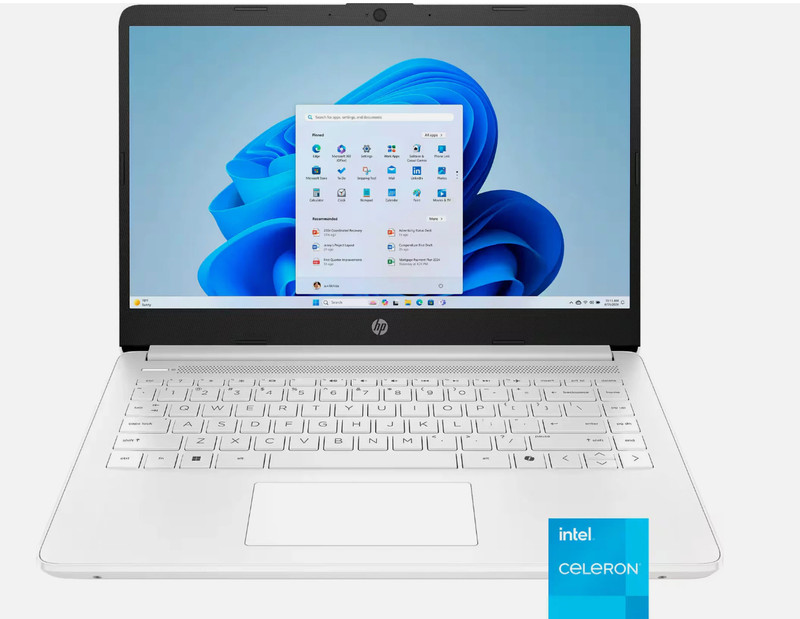 HP 14" Laptop Intel Celeron N4500 2.8GHz 4GB RAM 64GB Storage Win 11 Home White gallery