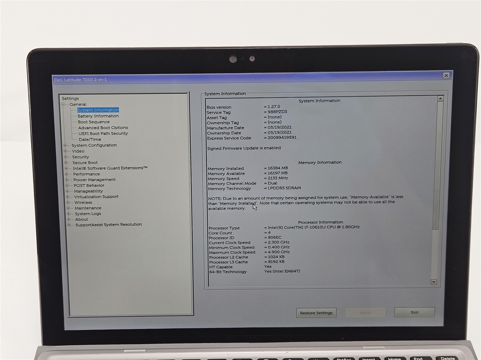 Dell Latitude 7210 Intel Core i7-10610U 16GB 512GB SSD 12.3" Detachable gallery