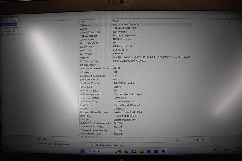 HP ZBook 15UG6 I7-8665U 256GB NvME 16GB DDR4 Win11Pro* See Descrip gallery