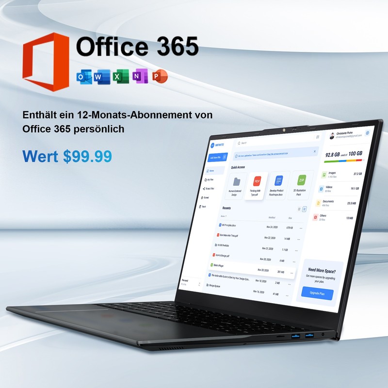 jumper 17.6 Inch Laptop with Office 365 16GB RAM 640GB SSD N95 CPU Windows 11 gallery