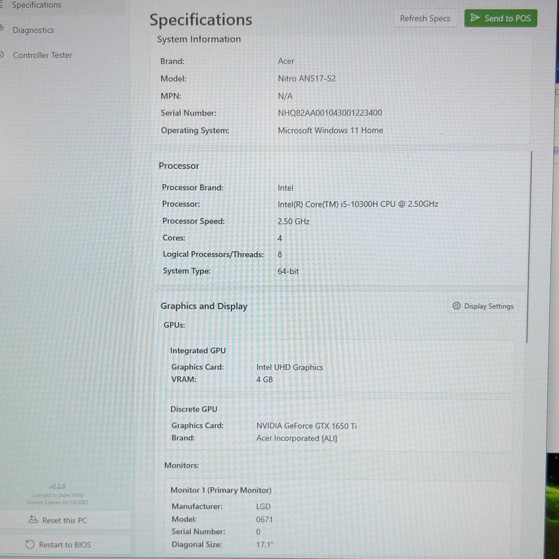 Acer Nitro 5 17.3" i5-10300H 2.5GHz 8GB RAM 512GB SSD GeForce GTX 1650 Ti gallery