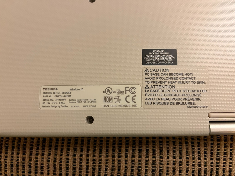 TOSHIBA Satellite CL 15t-B1204x PC with Wall Charger gallery