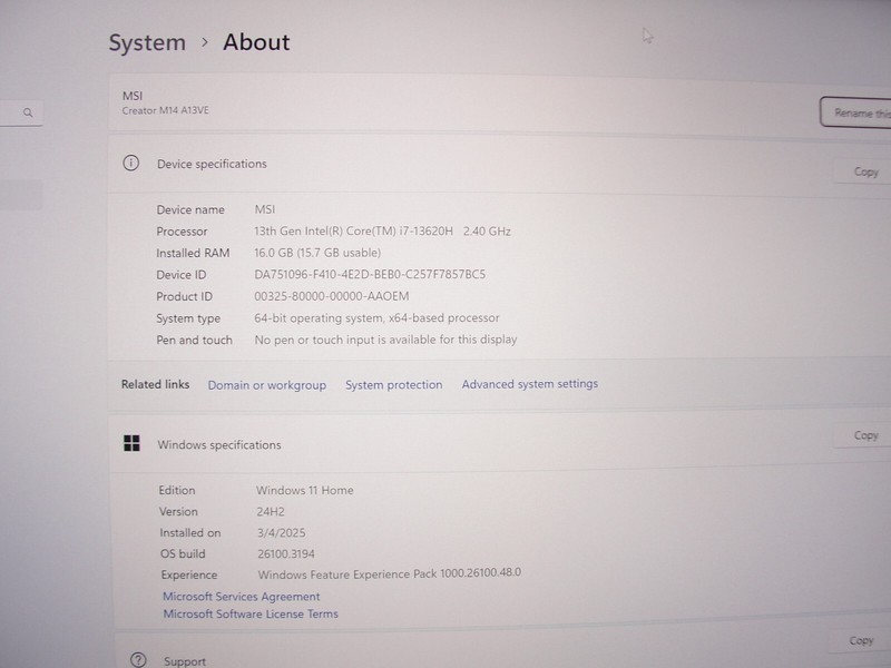 MSi Creator M14 A13VE 14”WUXGA i7 13th Gen 2.4GHz 16GB SSD 1TB NVIDIA RTX 4050 gallery