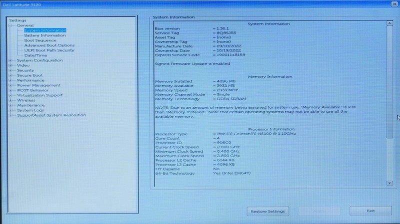 Dell Latitude 3120 11.6" Celeron N5100 4GB RAM 128GB SSD (No OS/Adapter/Battery) gallery