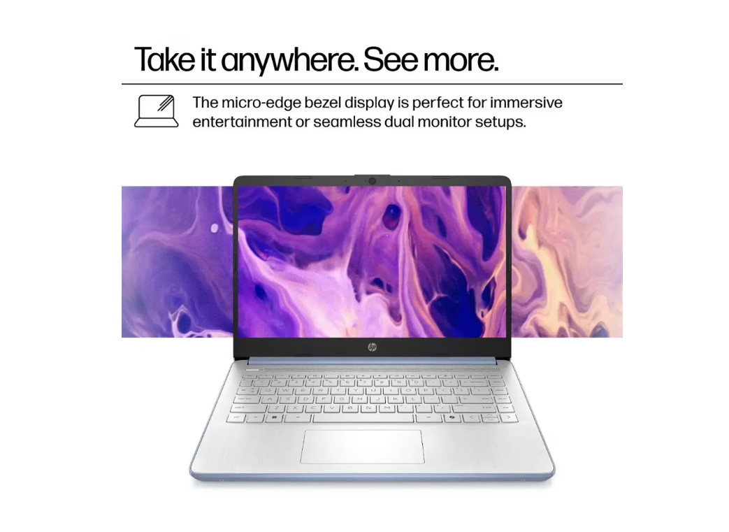 HP 14" Laptop Intel Processor N150 3.6GHz 4GB Memory 128GB UFS Win 11 Blue gallery