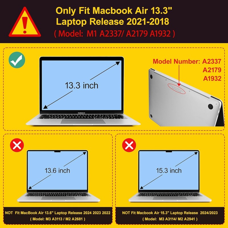 Case for MacBook Air 13 inch M1 A2337 A2179 A1932, Hard Cover with Touch ID gallery