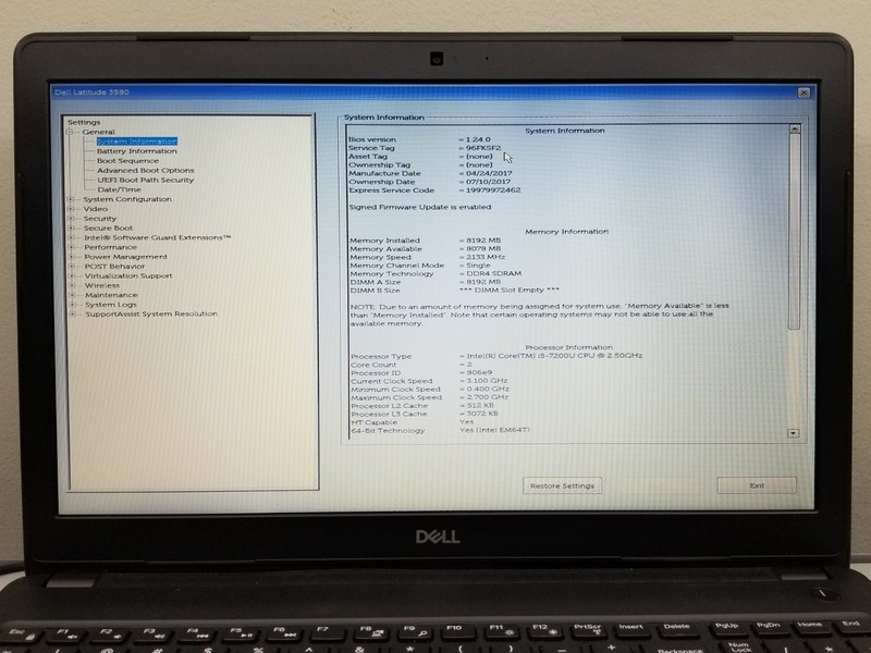 Dell Latitude 3580 15.6" HD i5-7200U 2.5GHz 8GB RAM 256GB SSD Win11Pro WiFi READ gallery