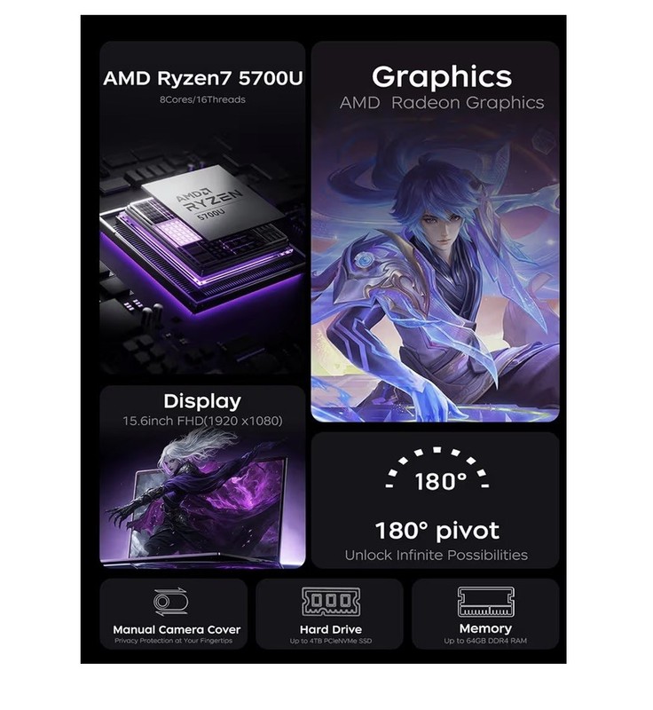 2025 Gaming Laptop with AMD Ryzen7 5000 Series(Up to 4.3GHZ,8C/16T),AMD Radeon G gallery