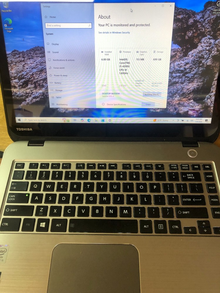 Toshiba Satellite E45t-A4100 Laptop win10 Tested
