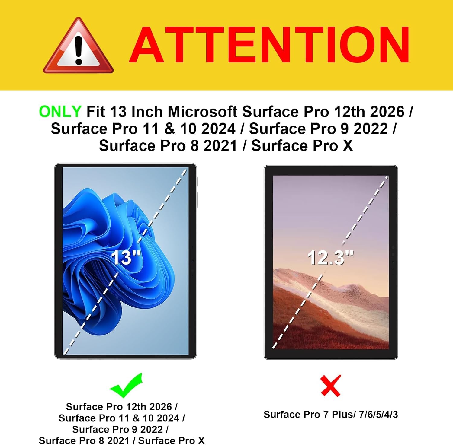 2 Pack Screen Protector for 13 Inch Surface Pro 12th/11/10/9/8/X | HD Clear, 9H gallery
