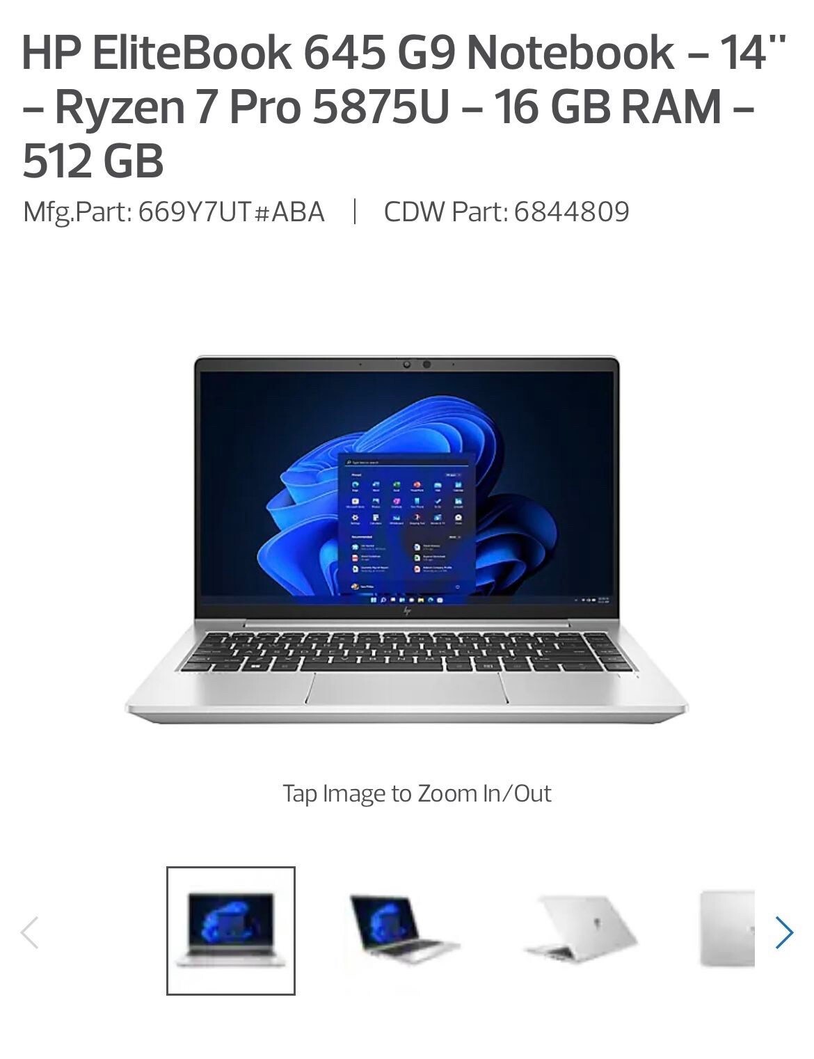 HP EliteBook 645 G9 14" Notebook - Full HD - 1920 x 1080 - AMD Ryzen 7 PRO 5875U gallery