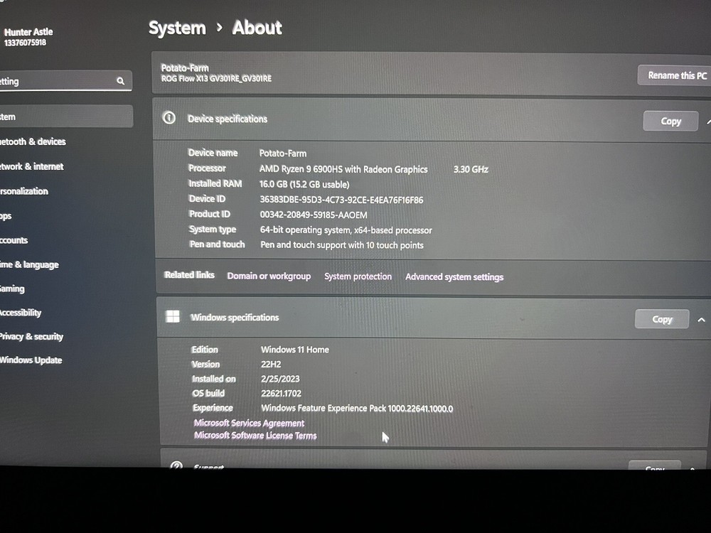 ASUS ROG Flow X13 13.4'' (1TB SSD, AMD Ryzen 9 6000 Series, 4.90 GHz, 16GB)...