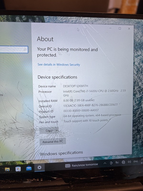 Dell XPS 13 9343- Working PC - Smashed Screen/No Battery - 256GB SSD - READ gallery