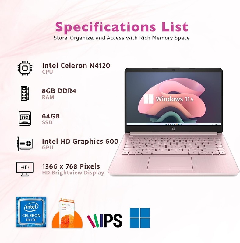Experience Effortless Elegance: 14" HP Stream Laptop with Intel Power, 4GB RAM gallery