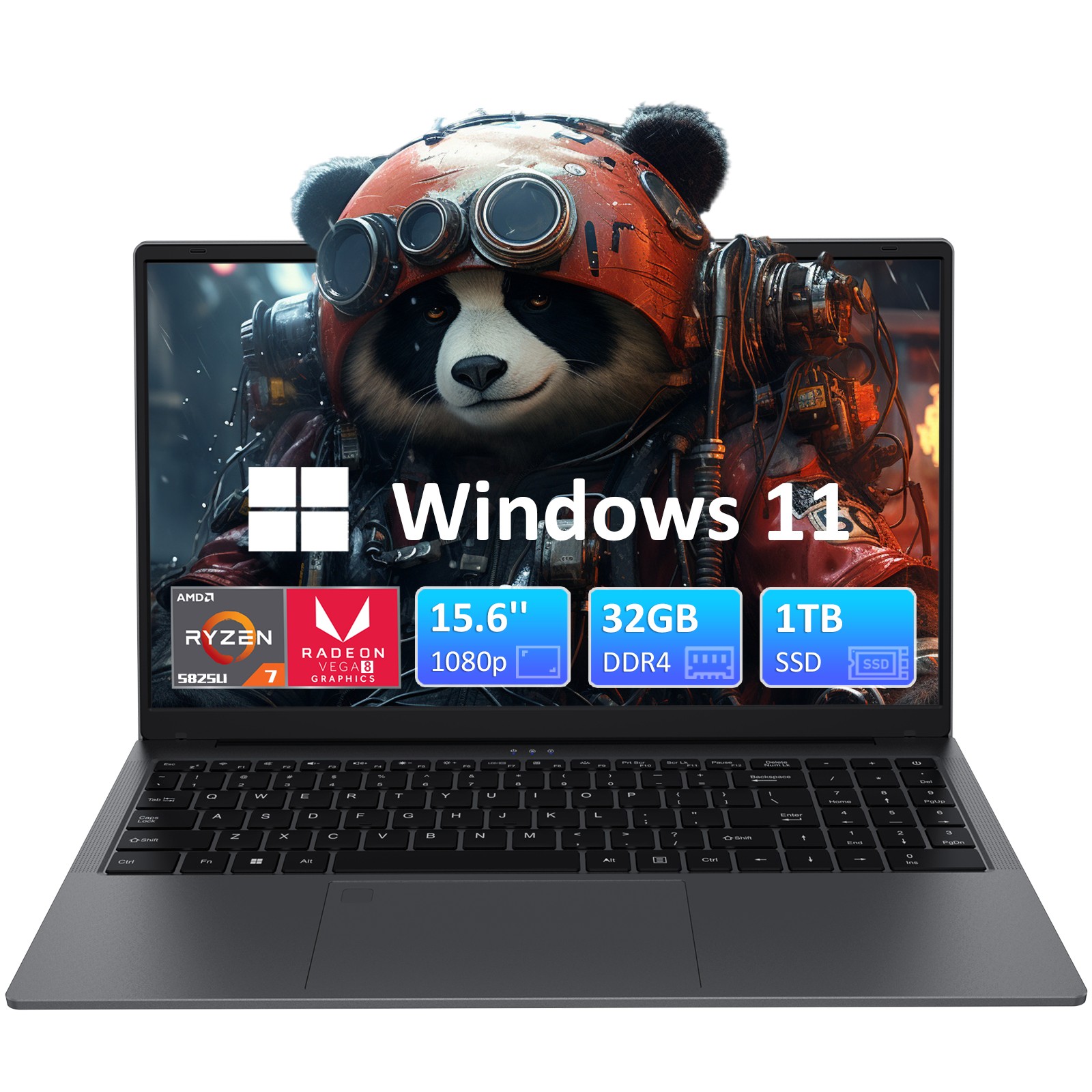 Auusda 15.6'' light gaming laptop AMD R7 5825U 32GB RAM 1TB SSD W11 PRO TypeC gallery