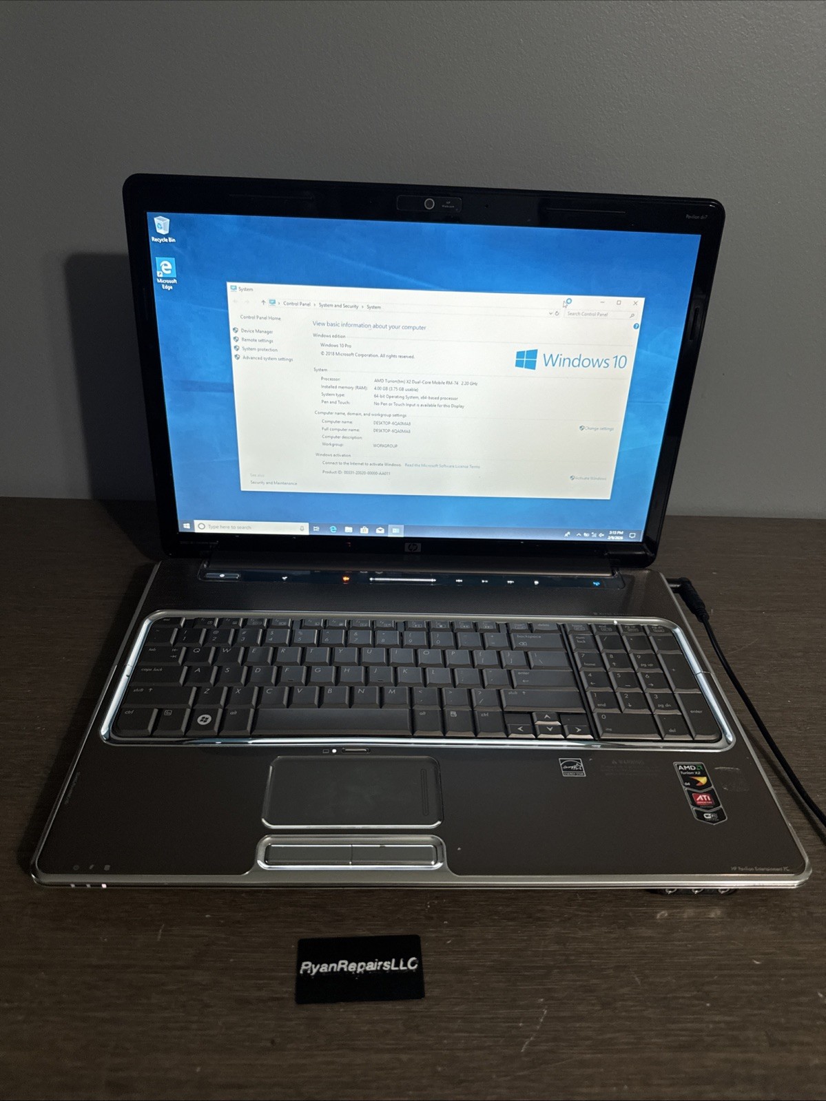 HP Pavilion 7000 - AMD X2, 4gb ram, 250gb storage. NO BATTERY NO POWER CABLE gallery