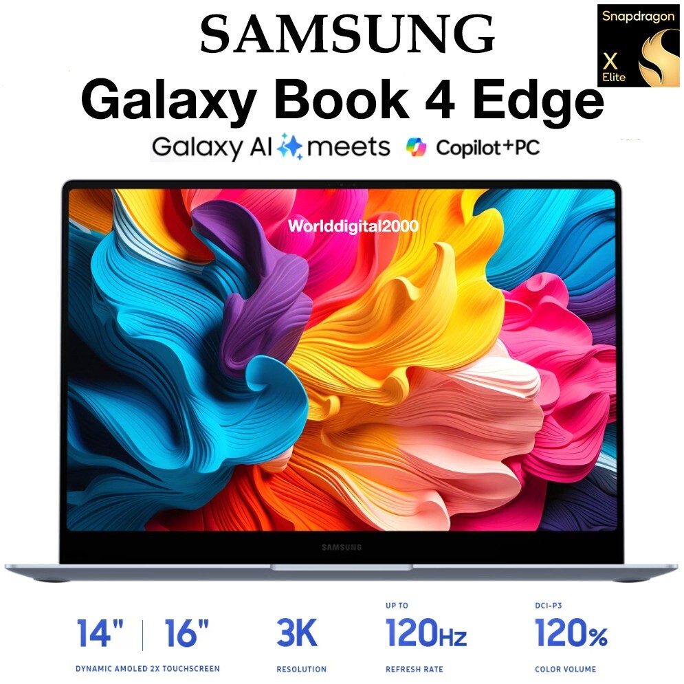 SAMSUNG Galaxy Book 4 Edge SnapdragonX Elite 16" 3K Touch AMOLED 16G Dolby Atmos