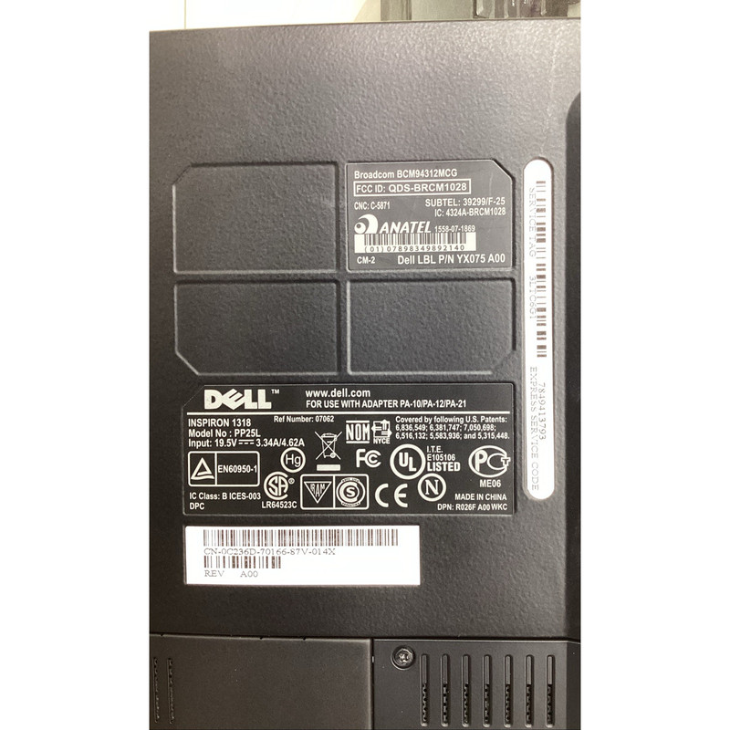Dell Inspiron 1318-124B 13.3" Laptop Intel Core 2 Duo 2.00GHz 3GB BATT DEAD gallery