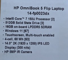 HP Omnibook 5 Flip Laptop Intel Core 7 150 U Processor 512GB