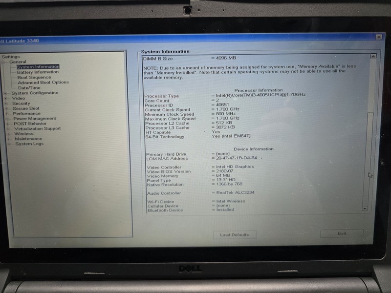 Dell Latitude 3340 Laptop Core i3-4005U 1.70 GHz 8 GB RAM NO HD NO OS #58 gallery