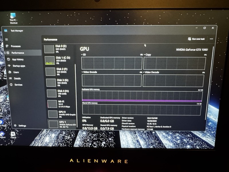 Alienware 15 R4 15.6in i7-8750H 16GB 1TB SSD GTX 1060 Win 11 gallery