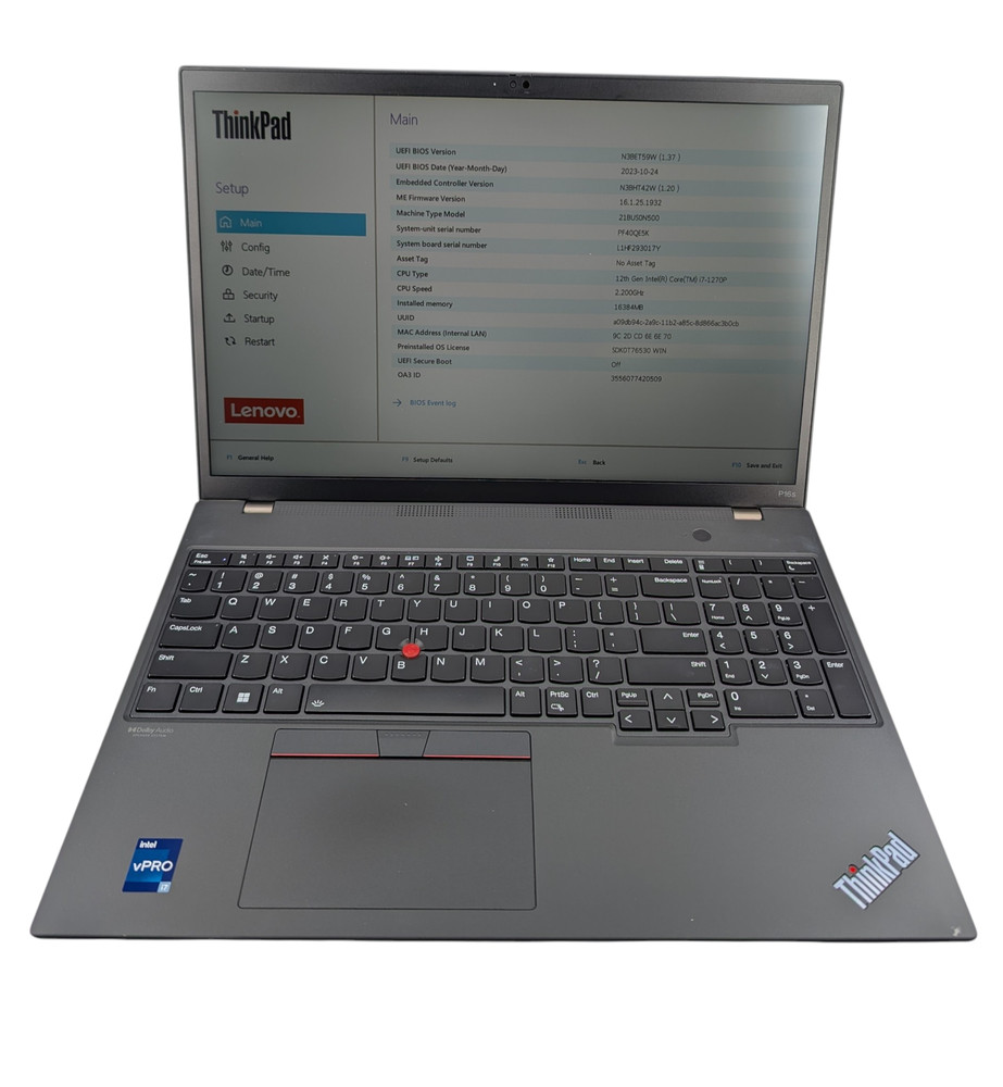 Lenovo ThinkPad P16s Gen 1 16" i7 2.20 GHz 16GB RAM 256GB SSD - Grade D